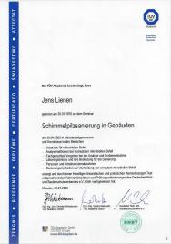TÜV-Zeugnis Schimmelpilzsanierung