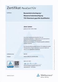 TÜV-Zertifizierung Bauwerkstrockenlegung Wasserschadenbeseitigung